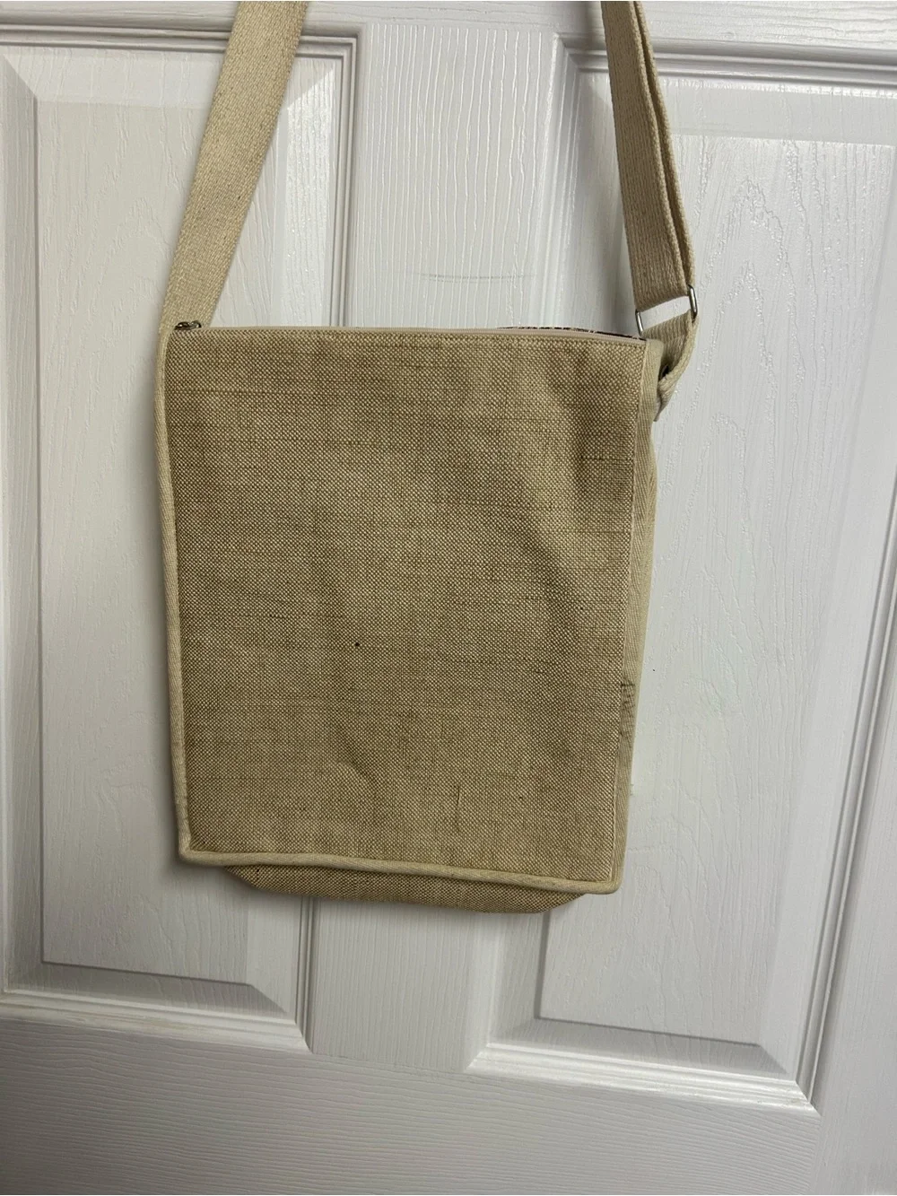 Canvas Fringe Hobo Shoulder Bag in Beige and Brown